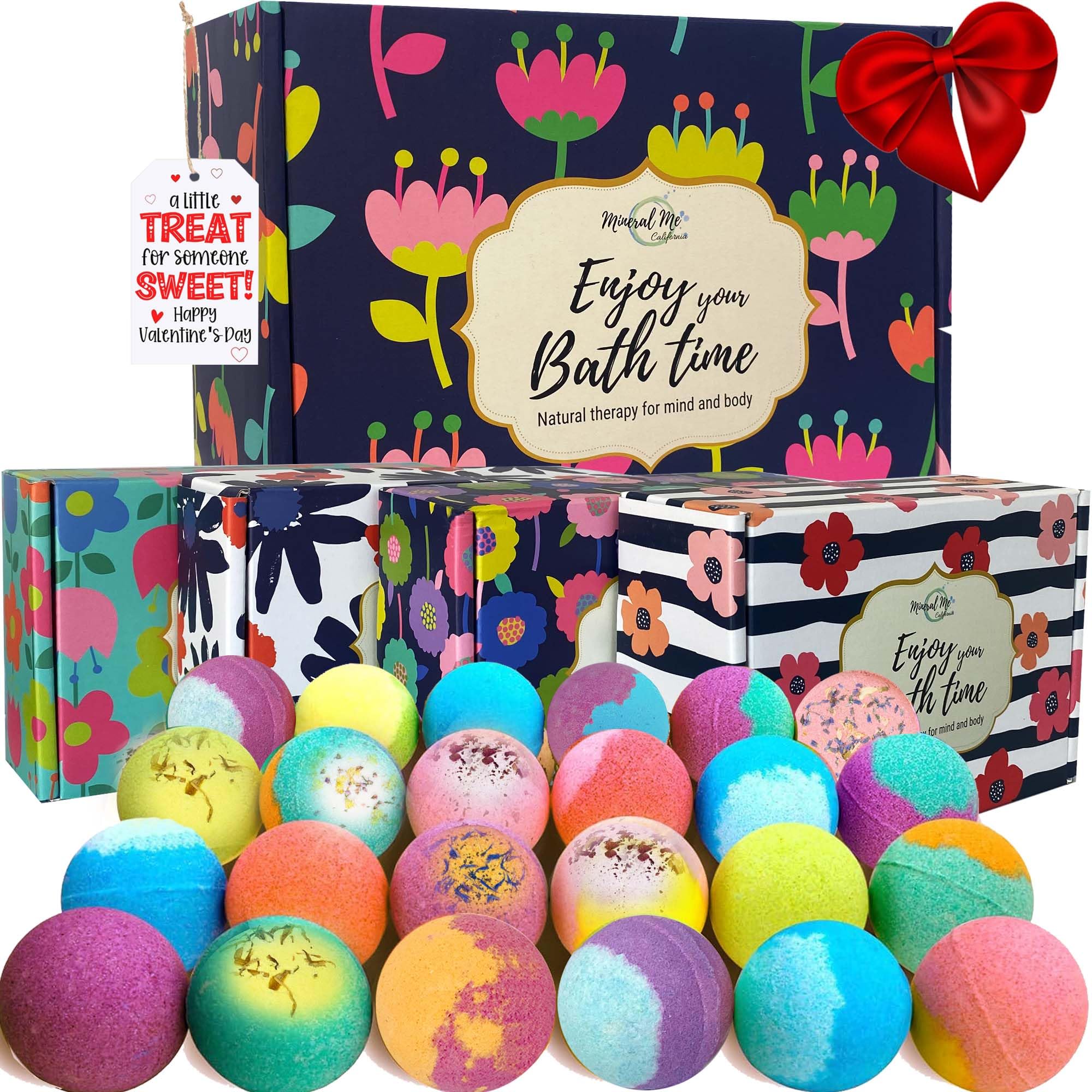 Bath Bombs for Women Gift Set - 24 Natural and Organic Bath Bombs with Essential Oils & Moisturizing Shea Butter, Spa Birthday Gift, Selfcare Gifts for Her, Women, Teen Girls, Bridesmaid Gift