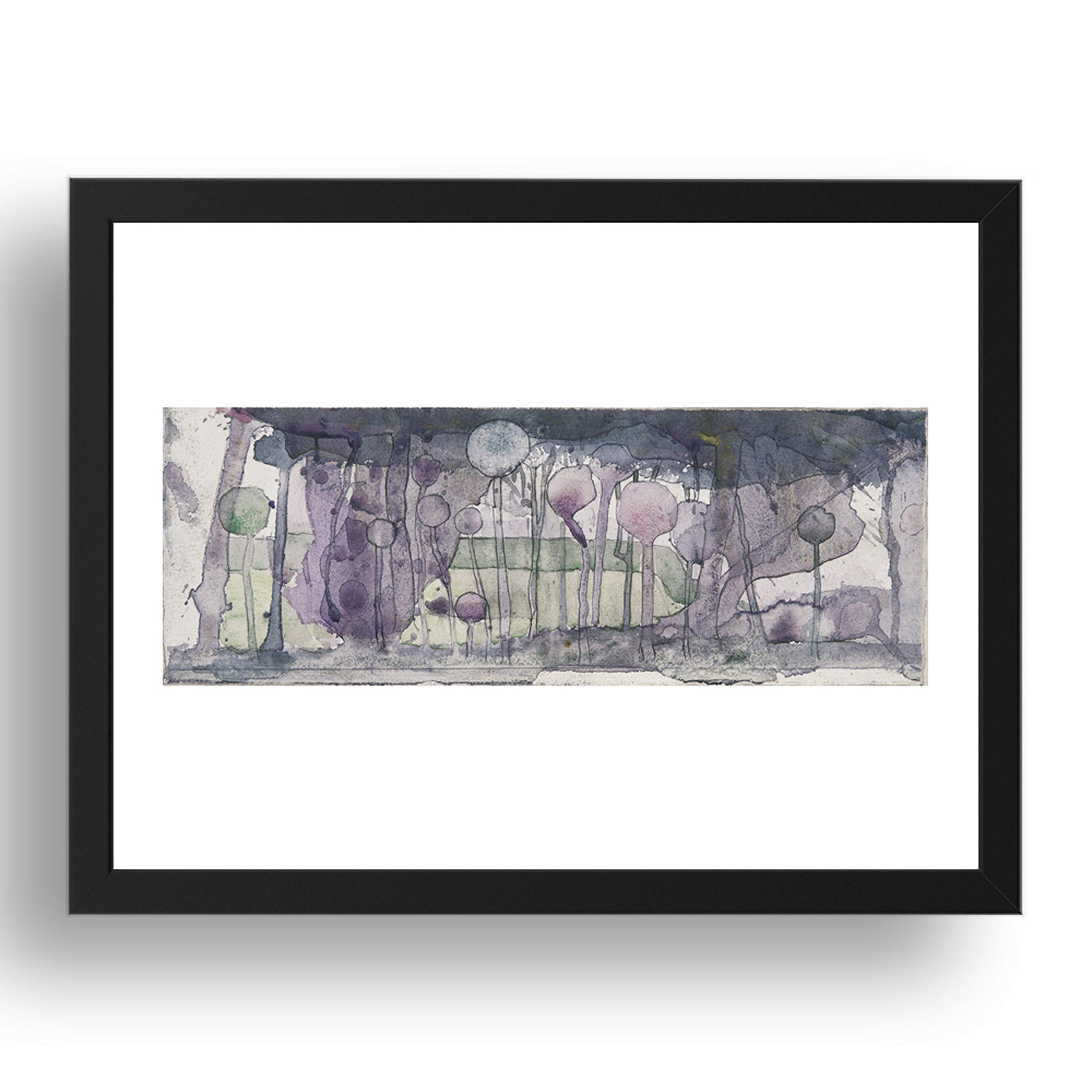 Period Prints Cabbages in an Orchard by Charles Rennie Mackintosh, vintage art, A3 reproduction in 17x13 Black Frame