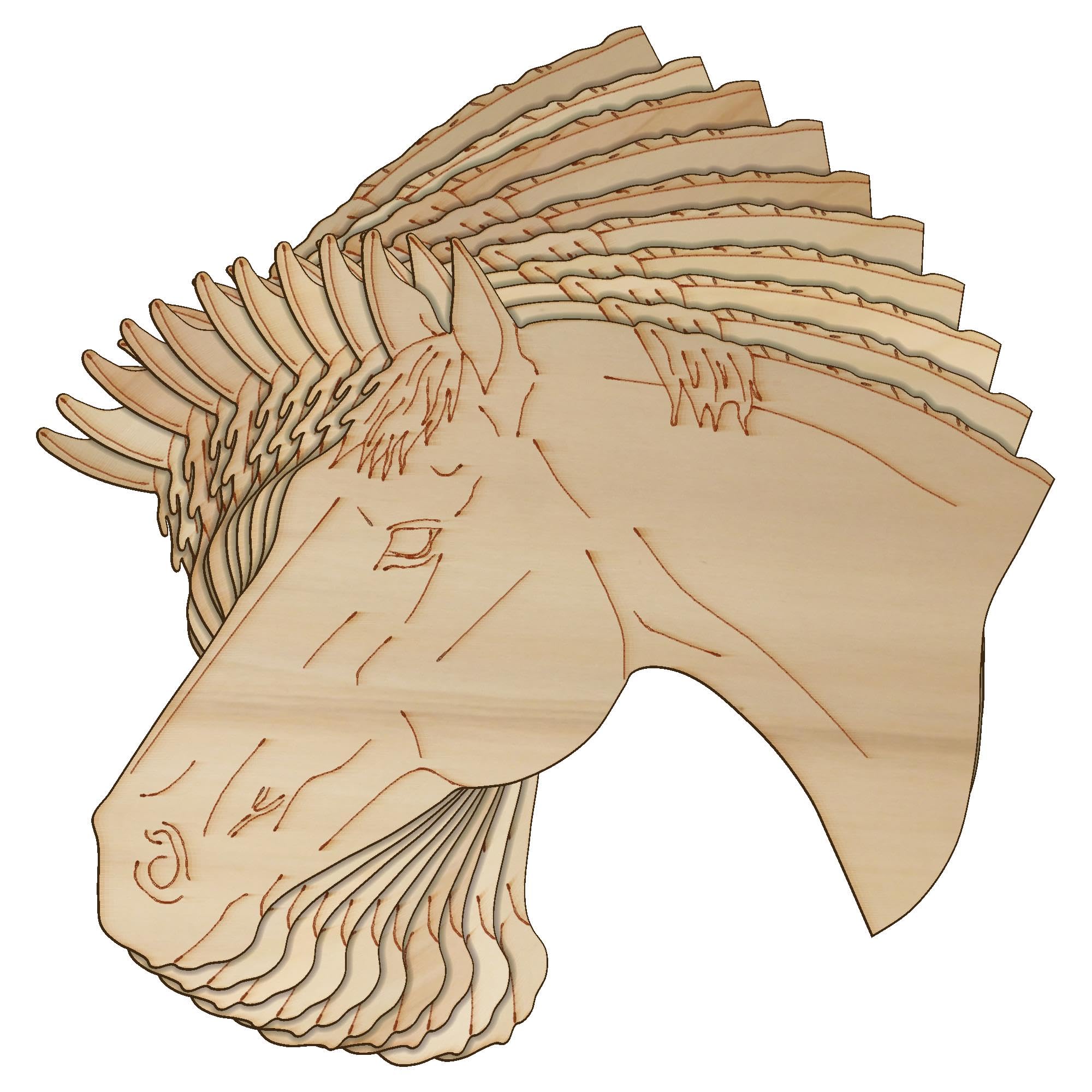 10x Wooden Thoroughbred Horse Head Craft Shapes 3mm Plywood Farm(12 x 15.6cm,No Hole)