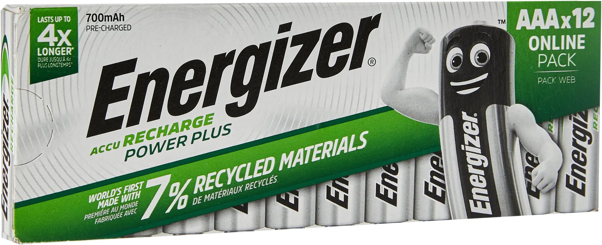 AAA Rechargeable Batteries Pack, Recharge Power Plus, 12 Pack