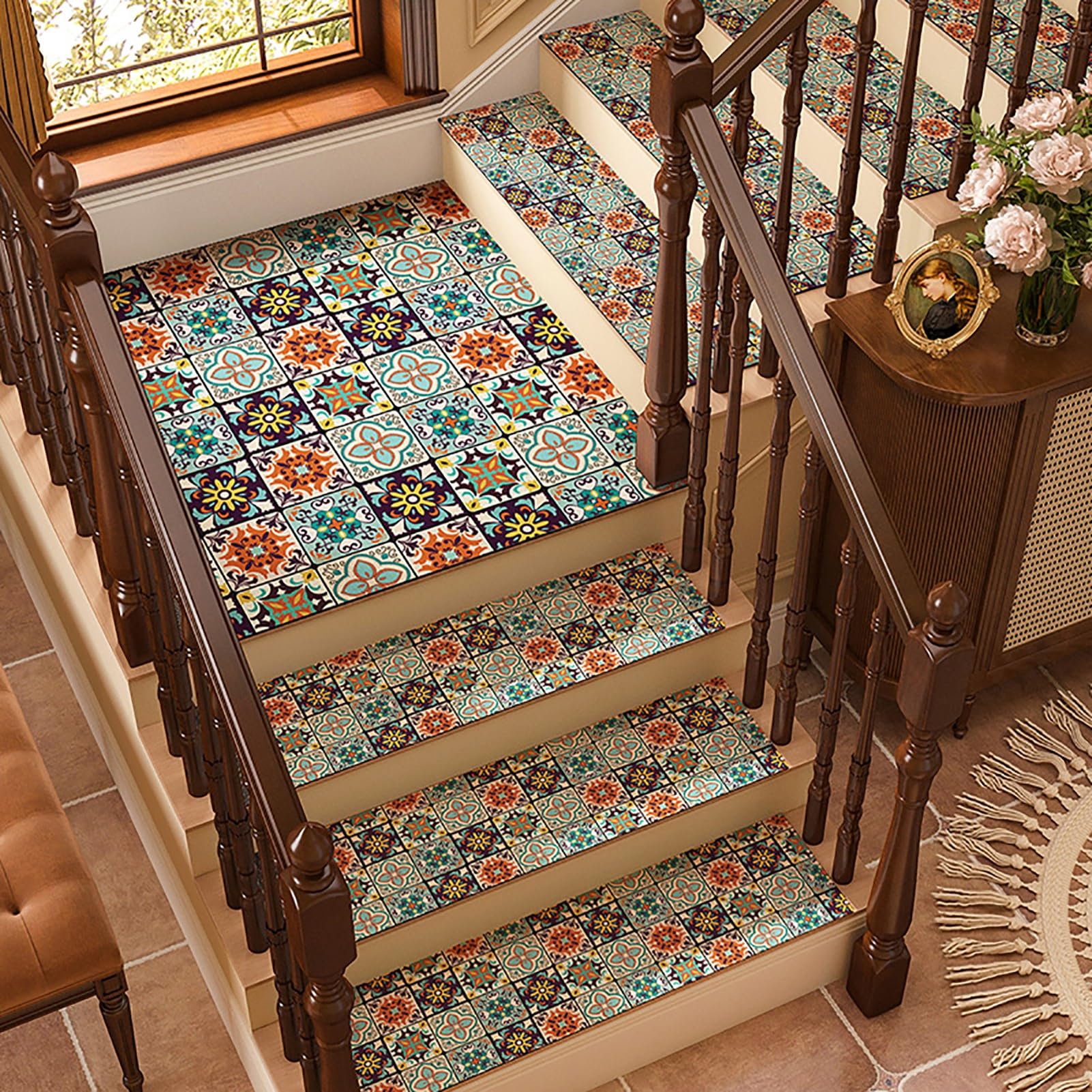 Tapis d'escalier caoutchouc antidérapant lot de 15 marches sécurité maison
