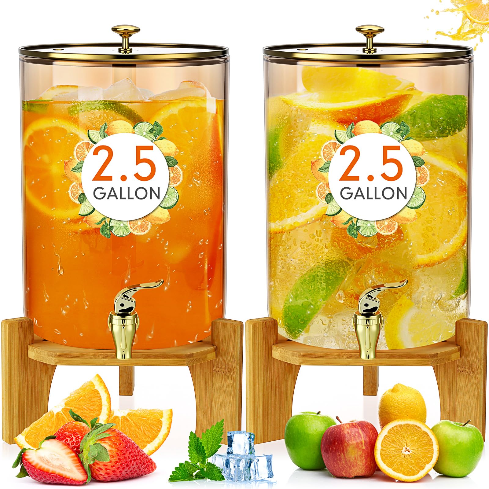 Distributeur de boissons limonade thé glacé cocktail avec support en bois x2