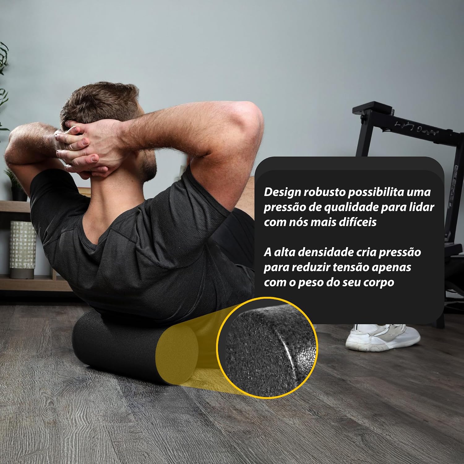 Rolo De Massagem Miofascial Preto 30cm – Alta Densidade Para Alívio Muscular E Exercícios De Reabilitação