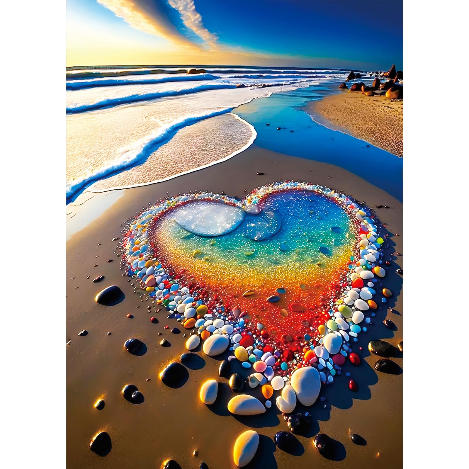 Puzzles 1000 Pieces for Adults jigsaw puzzles for adults 1000 Piece Puzzle Challenging Game for The Whole for Women, Gifts for Men, jigsaw puzzle Theme:Beach Hearts