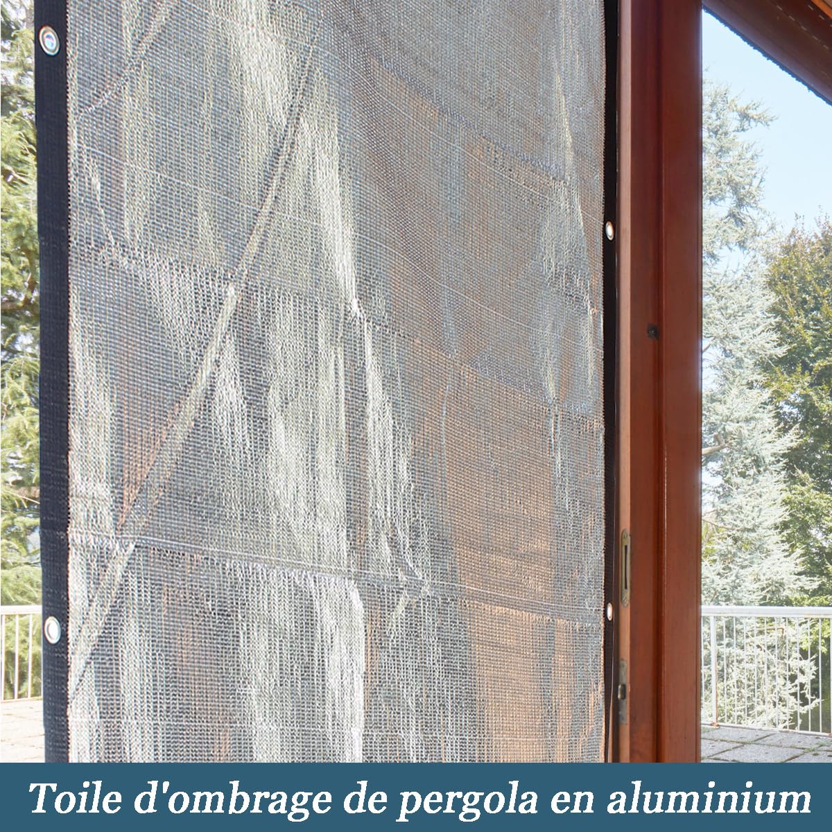 BeGrit Filet D'ombrage Aluminium 2x2m Filet de Protection Solaire Voiture Refroidissement 95%-99% Filet de Protection Soleil Frais Chien Voile Ombrage Aluminium Exterieur avec œillets Jardin Plante