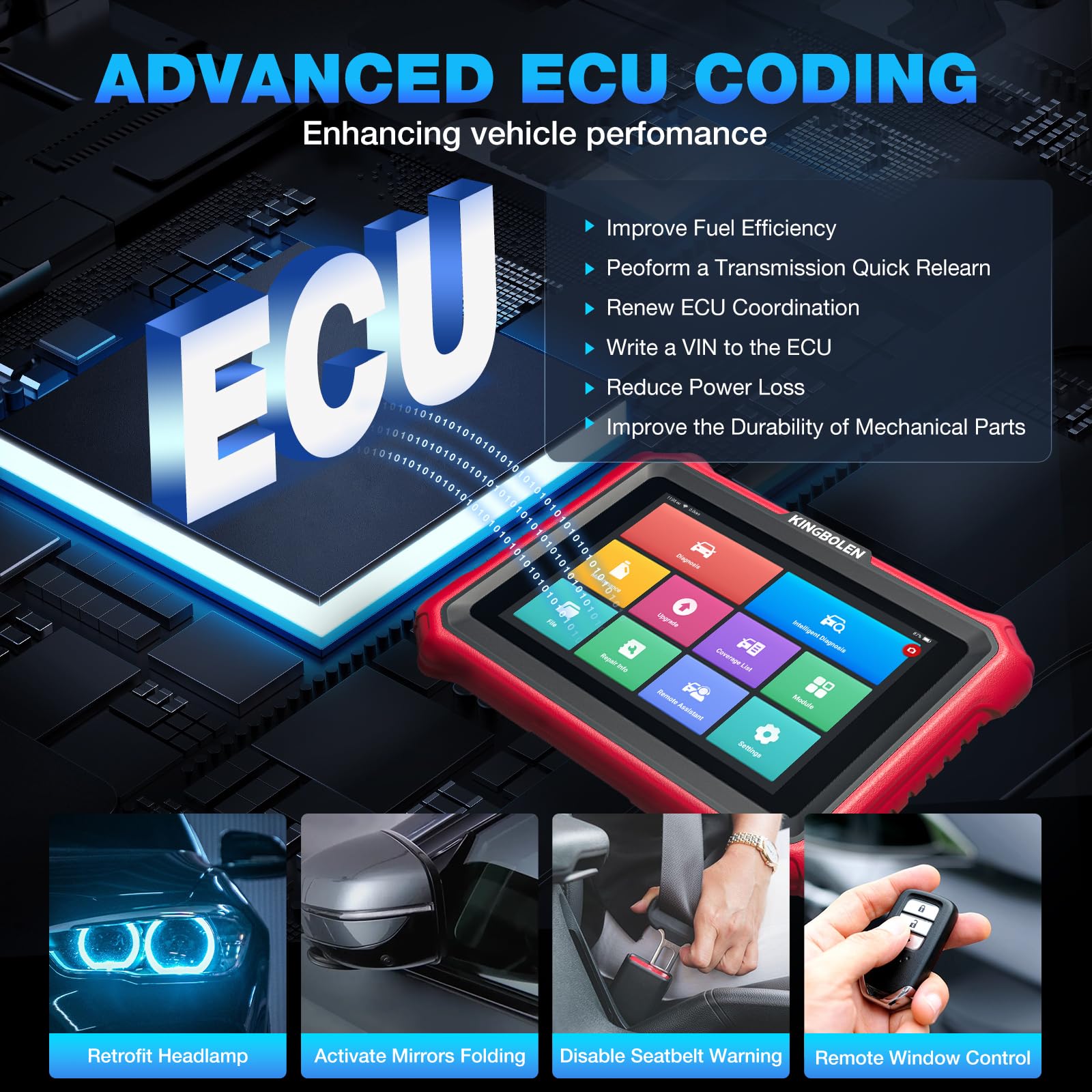 KINGBOLEN K8 Elite Obd2 Diagnosegerät,Alles System Diagnosegerät Auto mit Bi-Direktionale Steuerung,42+ Dienst Zurücksetzen,ECU-Kodierung,V.A.G-geführte,FCA,CANFD＆DOIP,Lebenslanges Kostenloses Update
