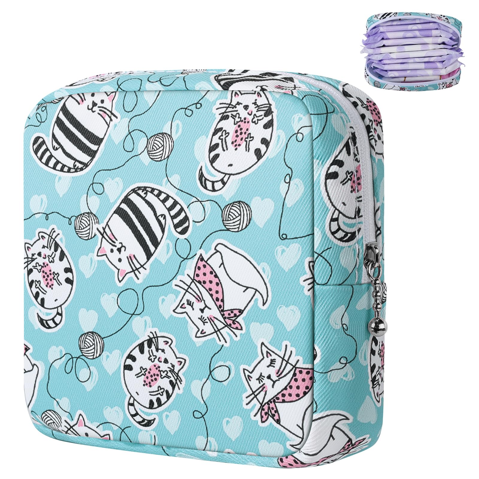 Likesing Period Bag Pouch, Canvas Sanitary Napkin Storage Bag for Girls Womens, Portable Sanitary Napkin Period Pad Pouch for Purse, Small Make Up