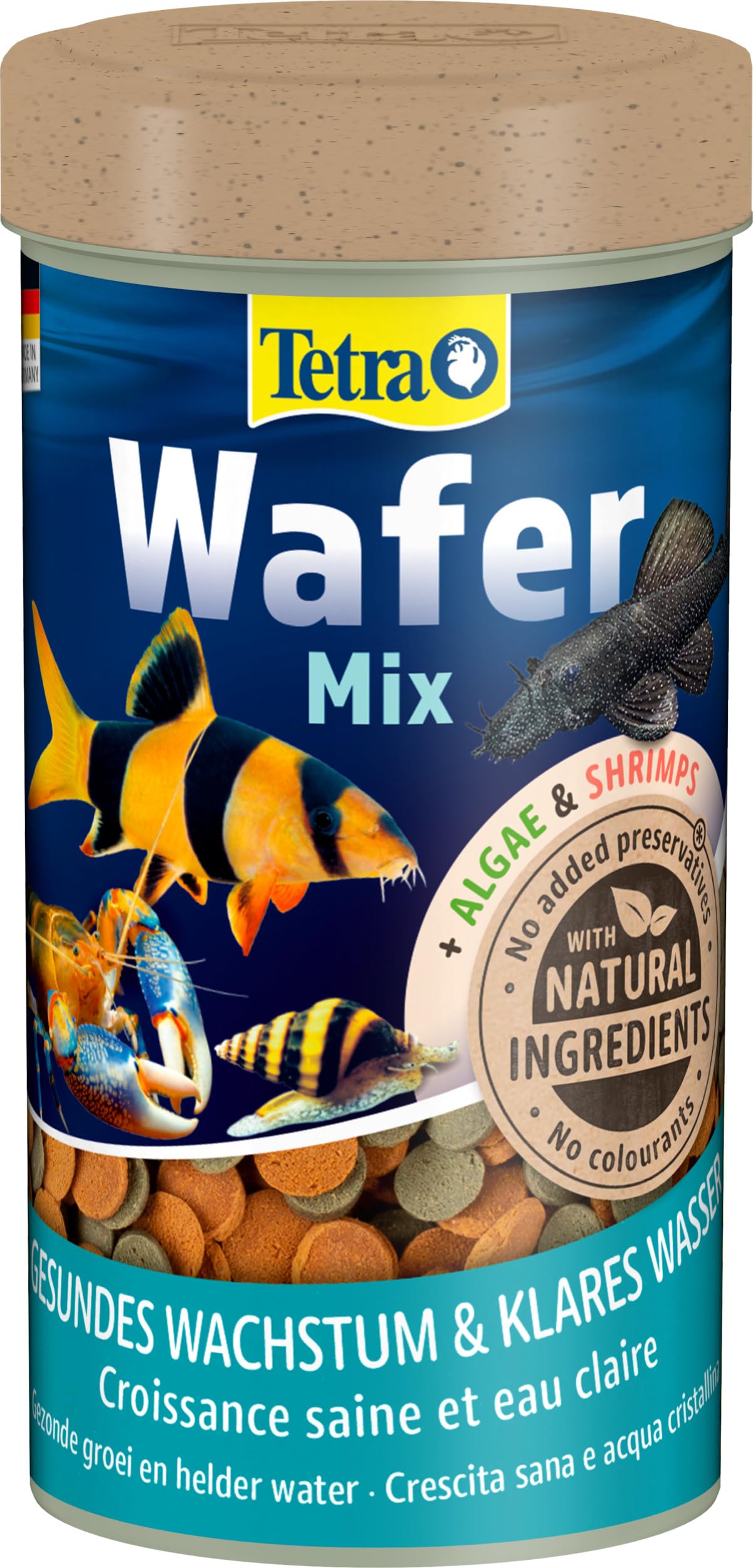 Tetra Wafer Mix – Alimento para todos los peces de fondo (por ejemplo, siluros) y crustáceos, para el crecimiento saludable y la vitalidad, bote de 100ml