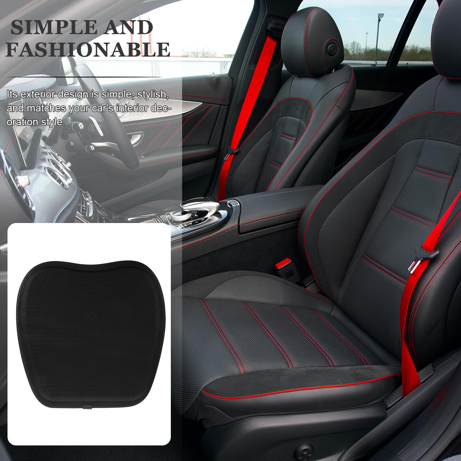 Sommerstimmung Atmungsaktive Autositzauflage mit Gel Leichtes und Elegantes Pu Leder Sitzkissen gegen Feuchtigkeit für Bequemen Autositz im Sommer