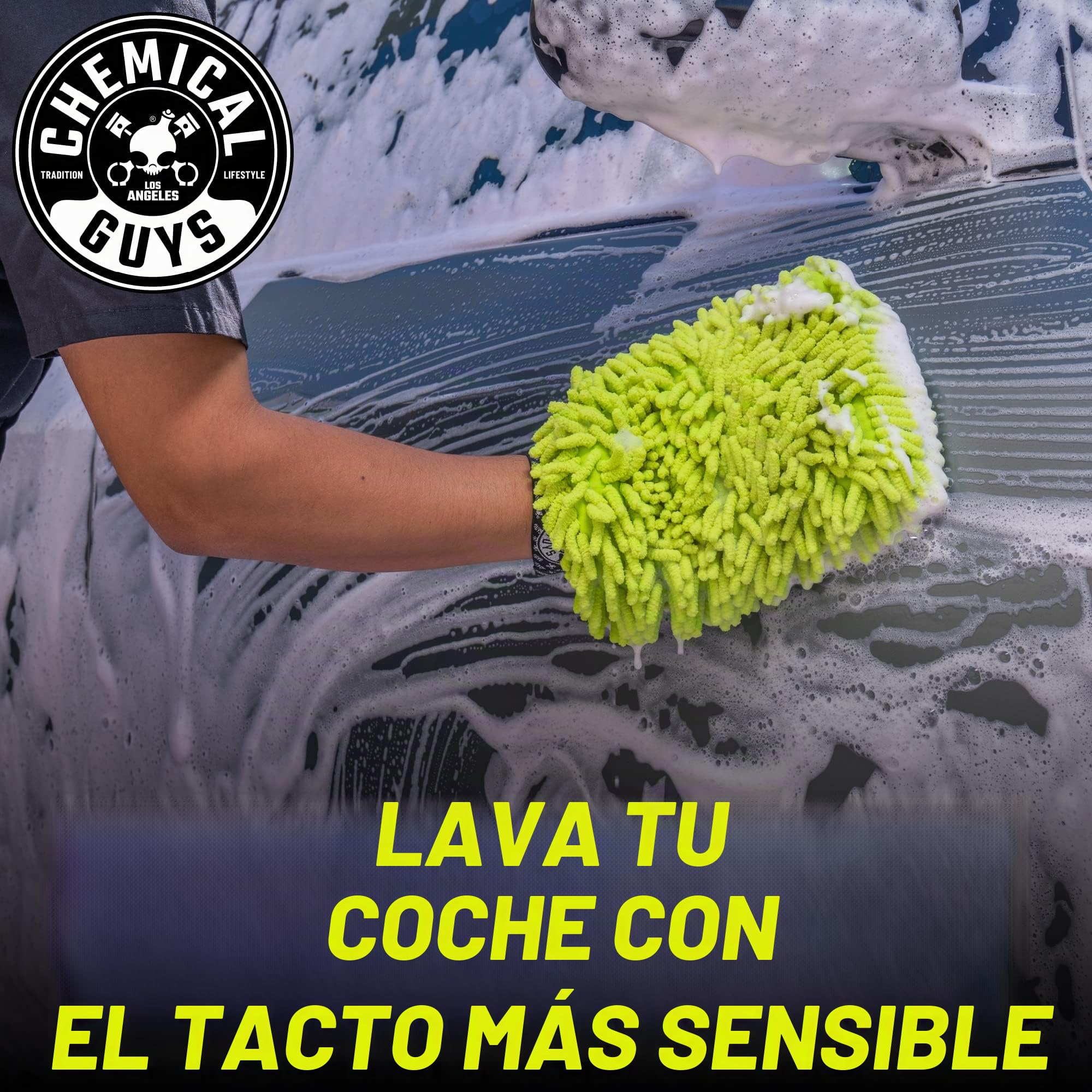 Chemical Guys Manopla de Lavado de Microfibra de Chenilla prémium antiarañazos, Color Verde (Paquete de 2)