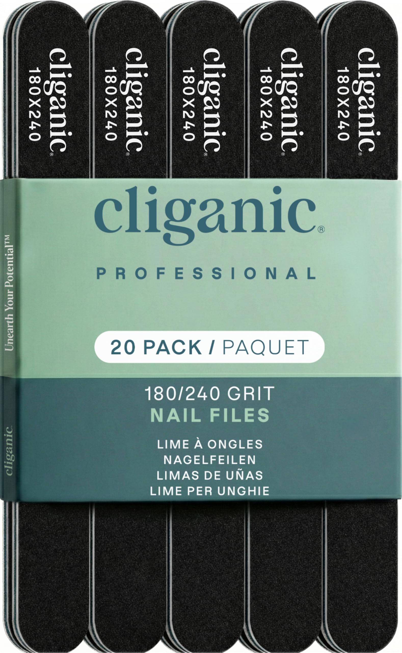 Cliganic 20 Pack Nail File Set: 180/240 Grit