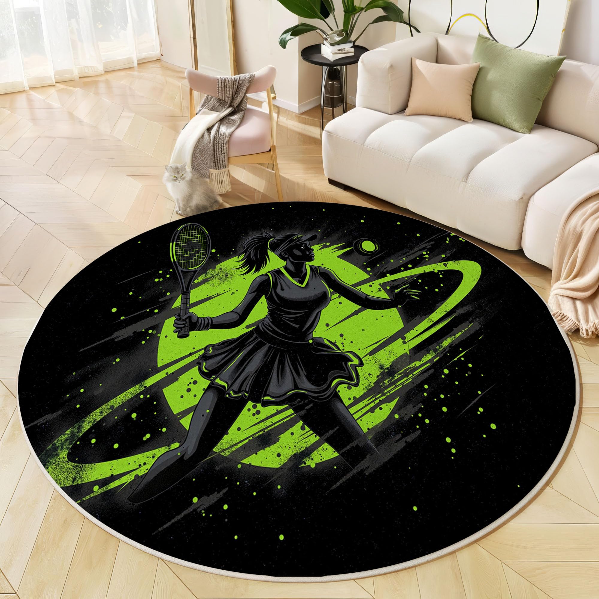Tapis salon rond antidérapant fini les glissades moquette tennis