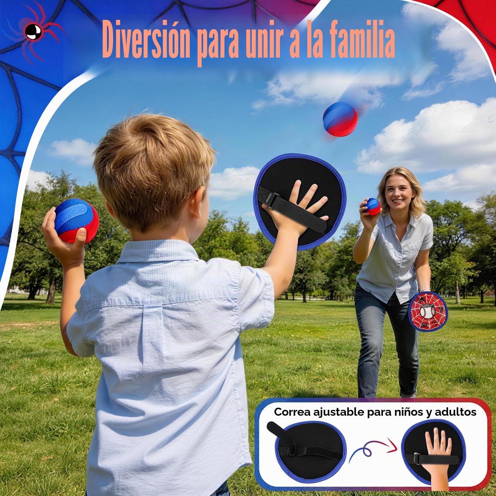 HaoVrisn Juguetes niños de Lanzar y Atrapar, Juegos Exterior Niños con Pelotas Autoadhesivas, Ideal Juegos para Piscina y Juguete de Playa, Perfecto Regalo Niño 3-12 Años