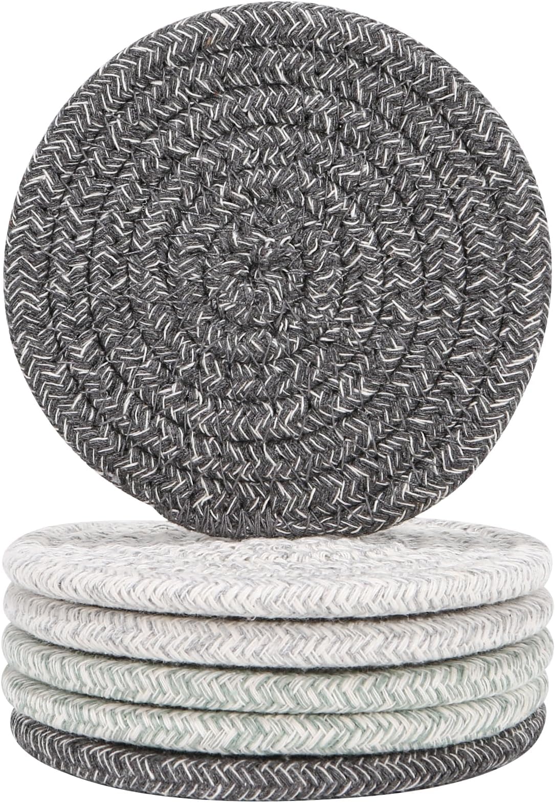6 Pcs Drink Coasters, Absorbent Coasters for Drinks,Cotton Woven Coaster for Dinning Room Decor Housewarming Cup Mat for Hot Cold Drinking