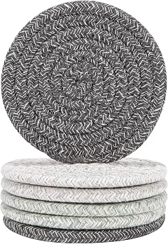 6 Pcs Drink Coasters, Absorbent Coasters for Drinks,Cotton Woven Coaster for Dinning Room Decor Housewarming Cup Mat for Hot Cold Drinking