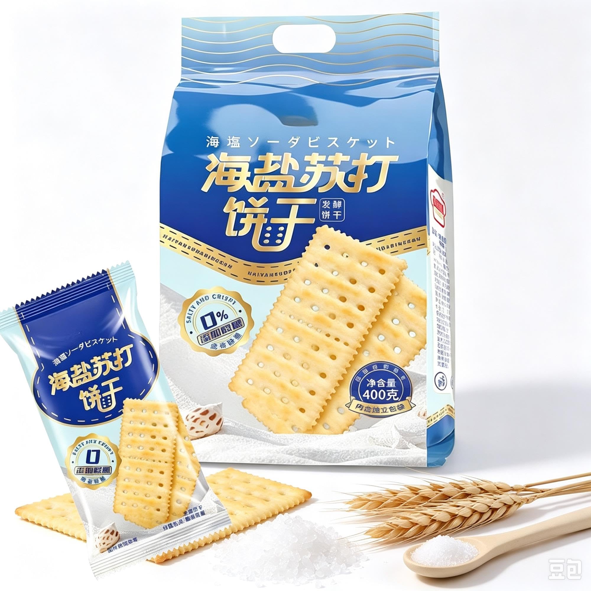 Crackers con soda e sale marino, senza aggiunta di saccarosio, 400 g