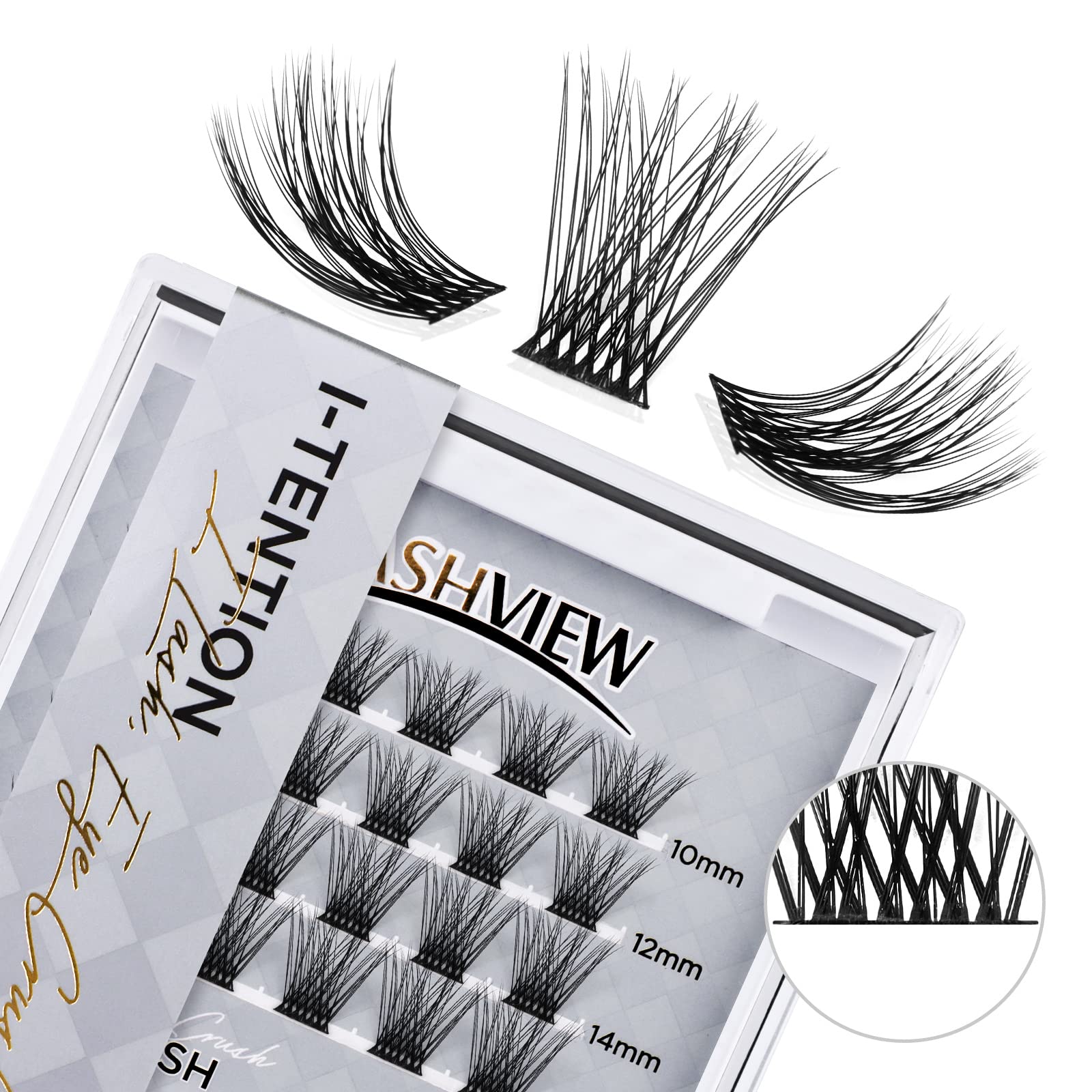 LASHVIEWCluster Lashes,DIY Eyelash Extension 3D Extended Natural Look Reusable Glue Bonded Black Super Thin Band 24 Lash Clusters(0.07 mix Black Band-CRISS CROSS)
