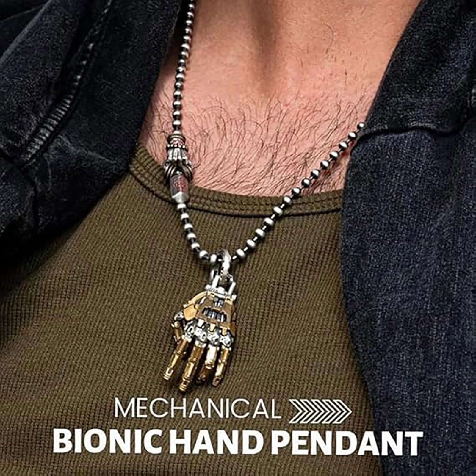 Genérico Colgante de mano mecánica, articulaciones de dedos móviles joyería de encanto de mano de robot, joyería de collar steampunk, collar multiusos o llavero accesorios punk