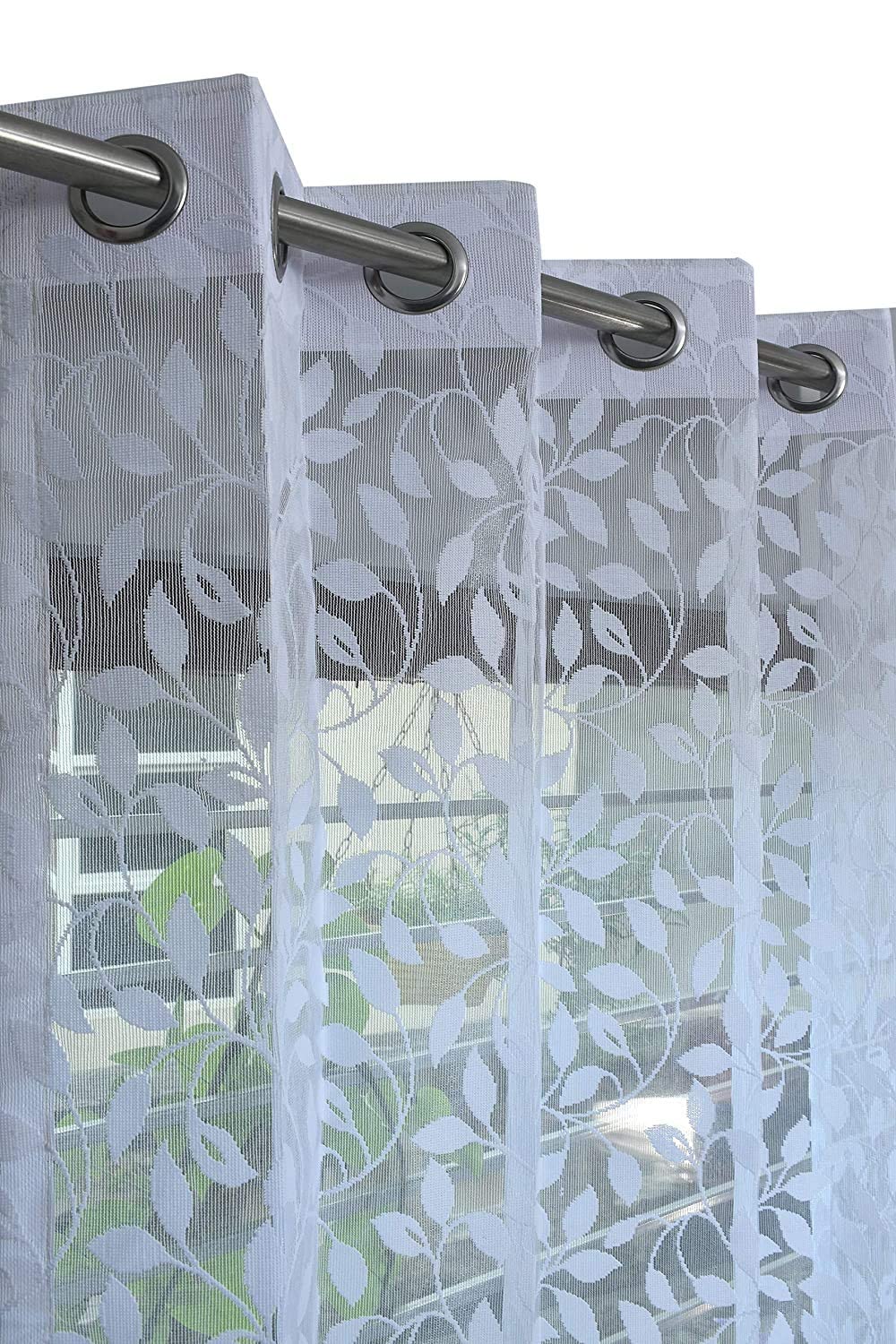 LOOMLYFE 9Ft Window Curtain Set of 1 | Heavy Tissue Net Floral Semi Transparent Sheer Parda for Home Living/Drawing and Bedroom, 4 x 9 Feet Window, White Net Curtains, Pack of 1 Pcs (B0C6MYF5PV) Amazon Price History, Amazon Price Tracker