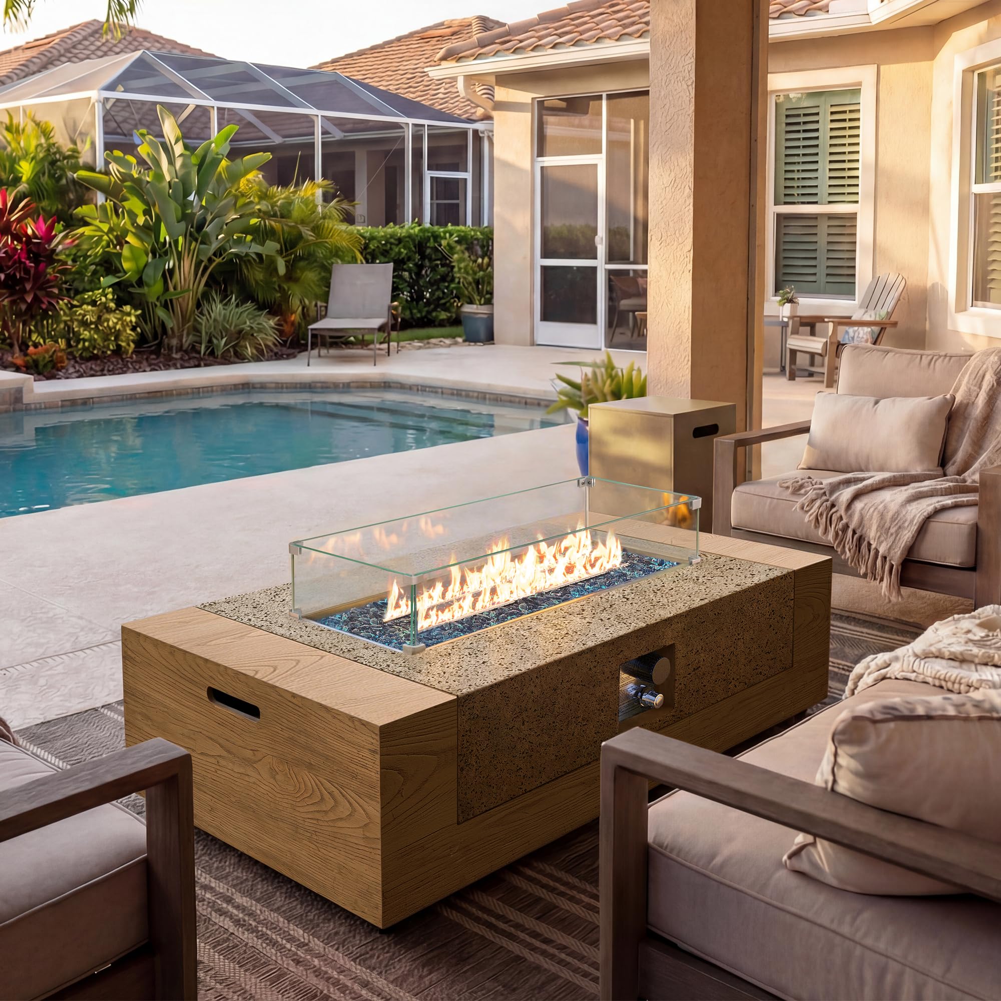 UPHA 50-inch Concrete Fire Pit Table