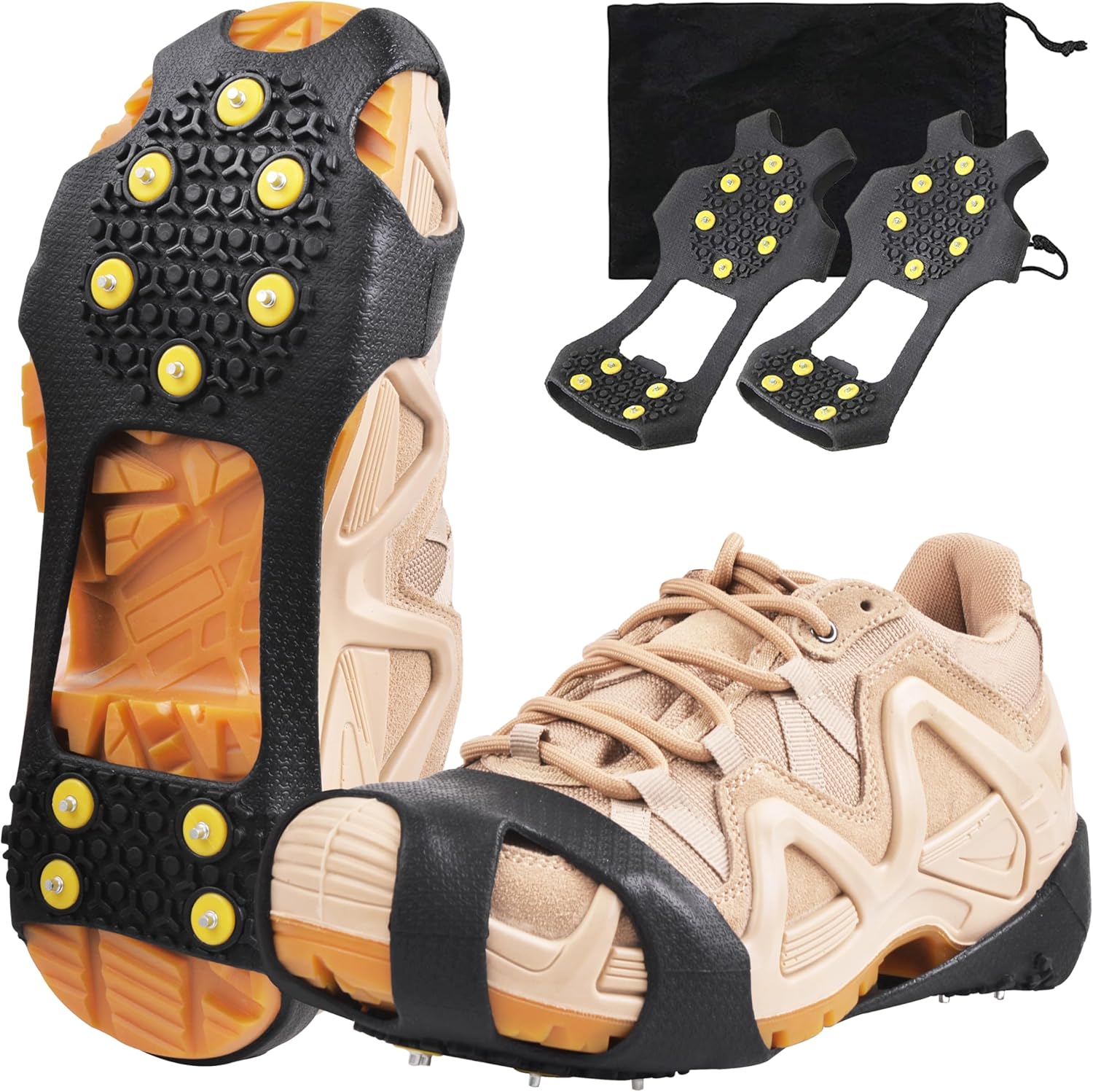 Ice Cleats for Shoes and Boots Ice Snow Grippers Anti-Slip Crampons 10 Studs Traction Cleat for Women Men Kids Hiking Fishing Walking Running Jogging Ice Cleats for Shoes and Boots Ice Snow Grippers Anti-Slip Crampons 10 Studs Traction Cleat for Women Men Kids Hiking Fishing Walking Running Jogging