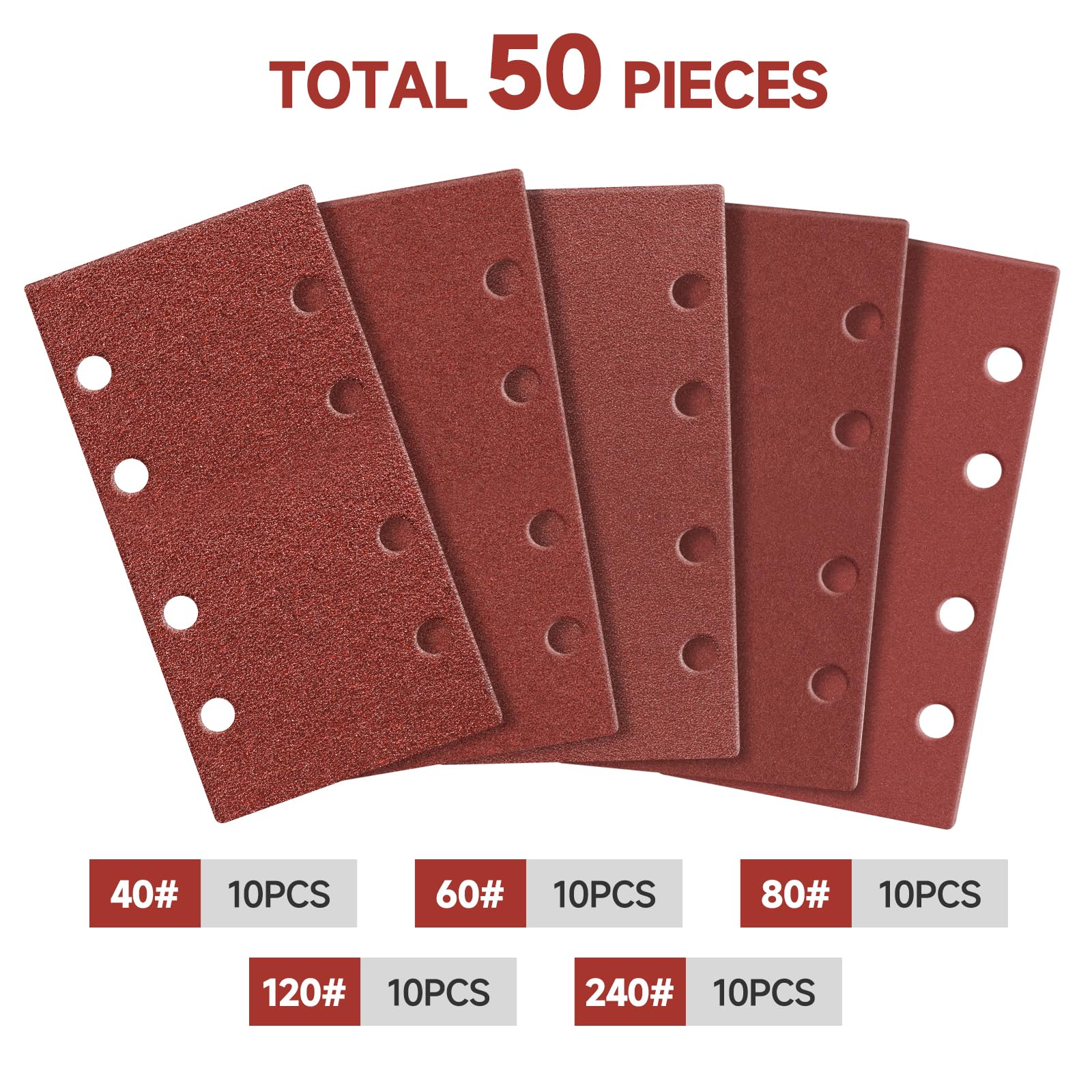 50 Pièces Papier A Poncer, 93 X 185 Mm Feuilles Abrasives Pour Ponceuse Vibrante Polir Et Enlever La Rouille Avec Une Ponceuse Electrique 40 60 80 120 240 Grains 85540746