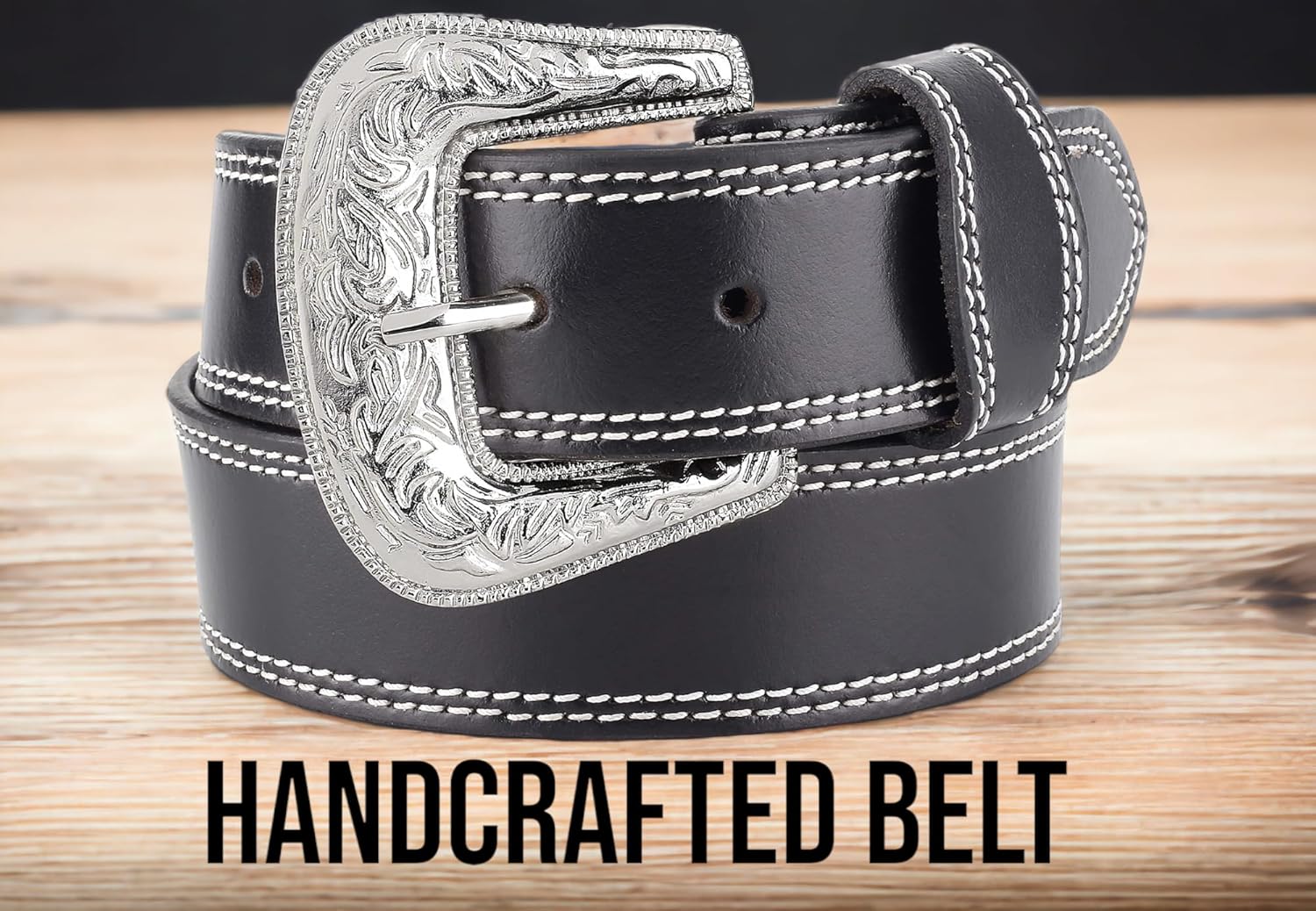 F&L CLASSIC mens Western full grain Leather belt Strap w/Snaps for Interchangeable Buckles, USA, - Image 3