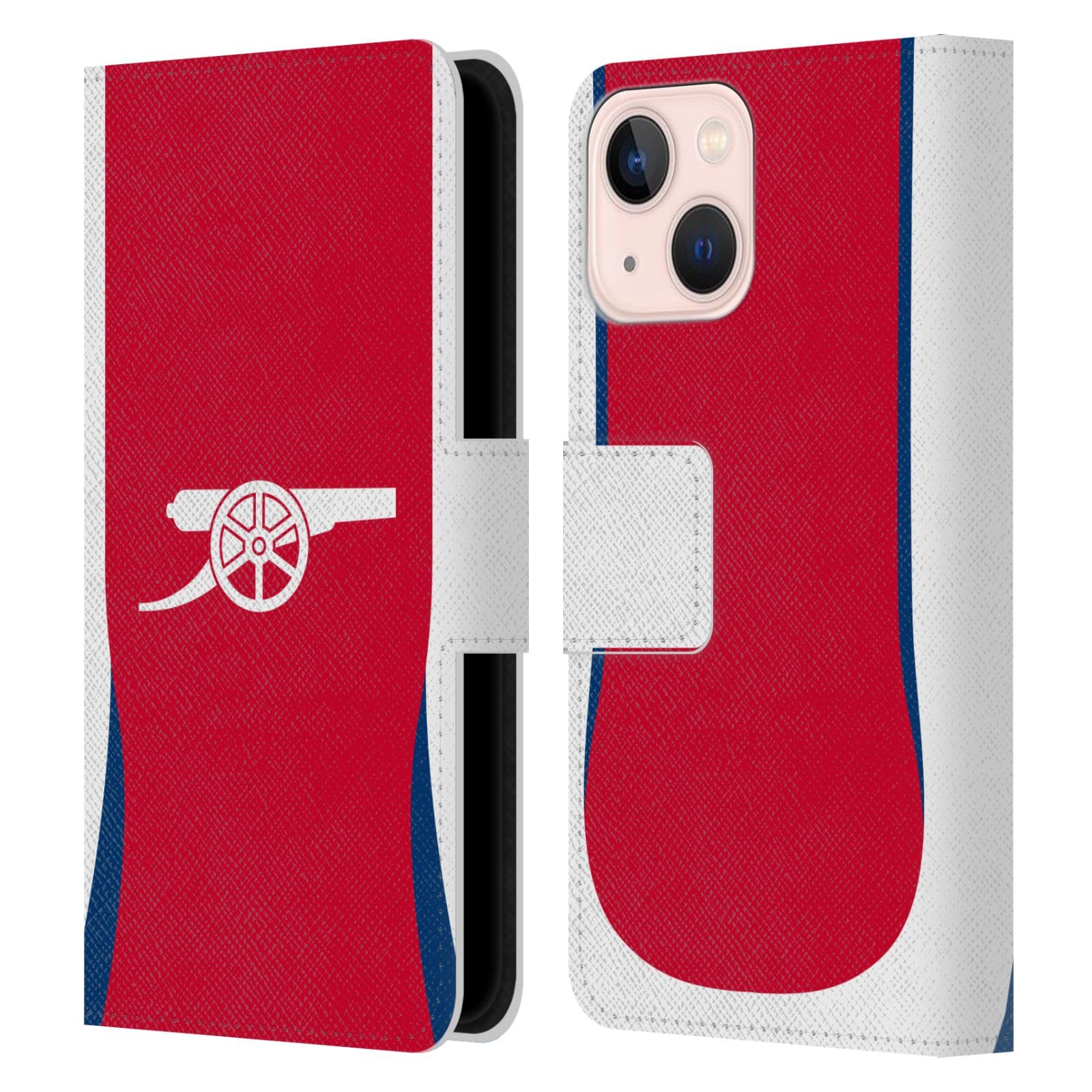 Head Case Designs Officially Licensed Arsenal FC Home 2024/25 Kit Leather Wallet Case Compatible With Apple iPhone 13 Mini — image 1