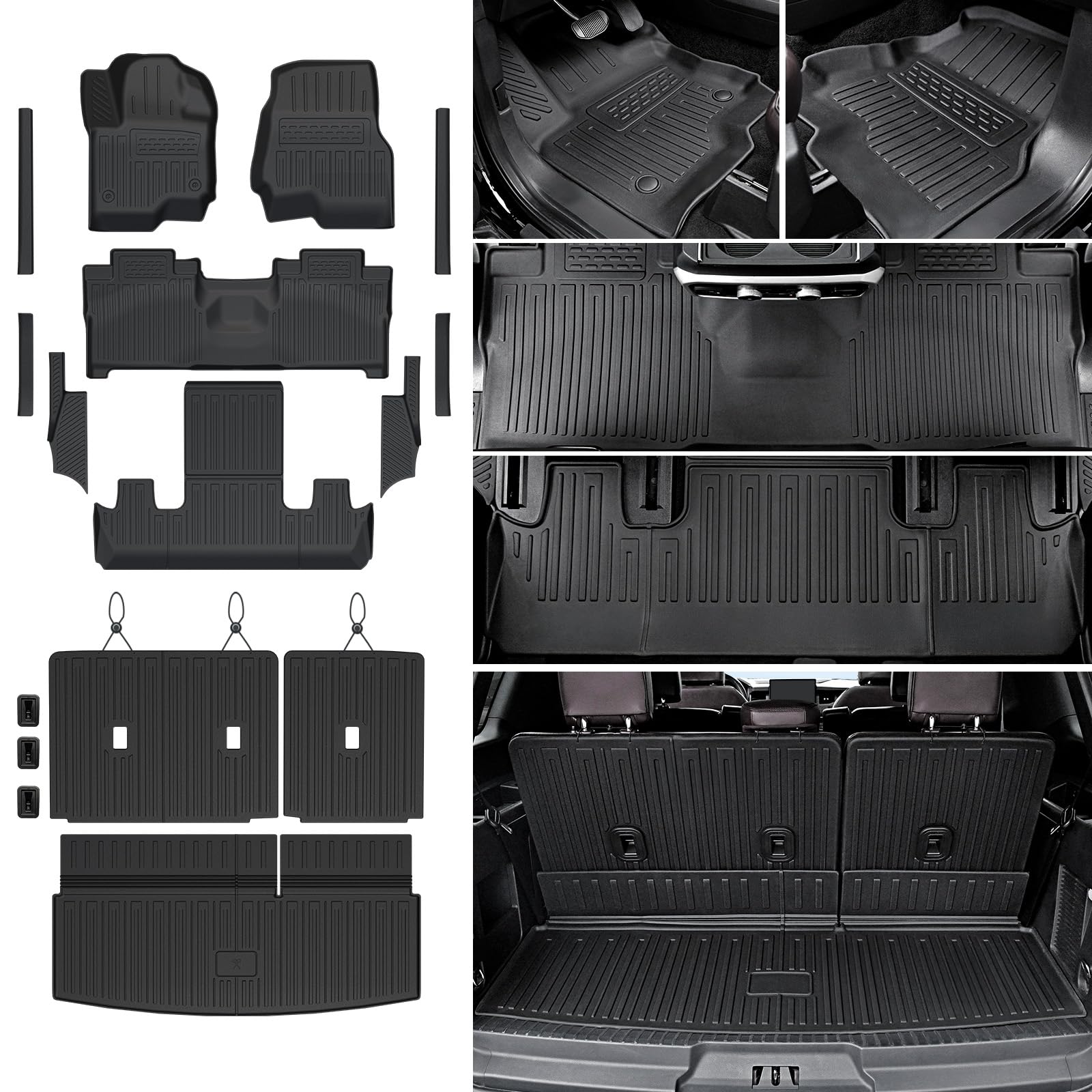 JOULARISE Floor Mats Cargo Mat for 2018-2024 Ford Expedition 7 Seats Captain Chairs Not for Max Model All