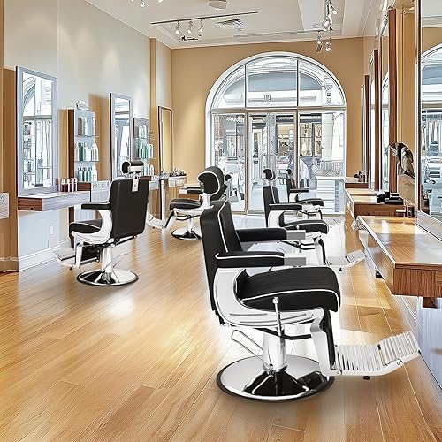 Miniatura 14 de Silla de peluquería vintage, silla de peluquería reclinable con reposacabezas extraíble, champú giratorio 360 grados para salón de belleza, spa