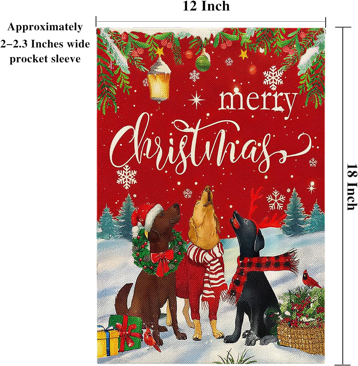 Christmas Dogs Garden Flag 12x18 inch Double Sided christmas winter Decorations Burlap Yard Flag - Image 2