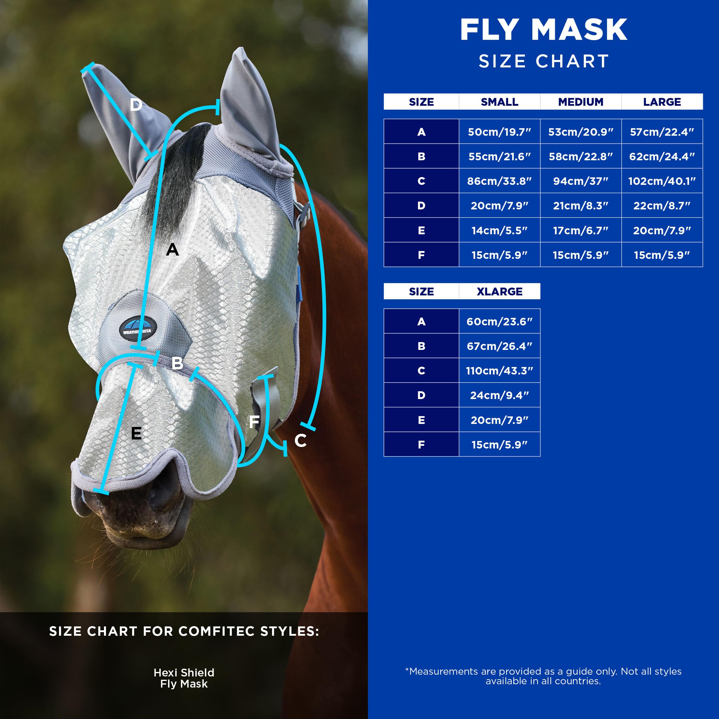 WeatherBeeta ComFiTec Hexi Shield Fliegenmaske mit Ohren & Nase, Silber, XL