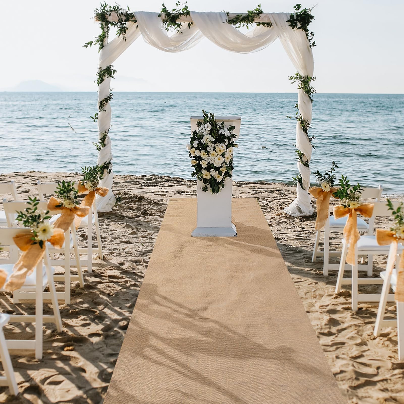 SK Studio Tapis de Mariage, 1 x 15 m Tapis de Passage en Toile de Jute pour Fête église Mariage Cérémonie
