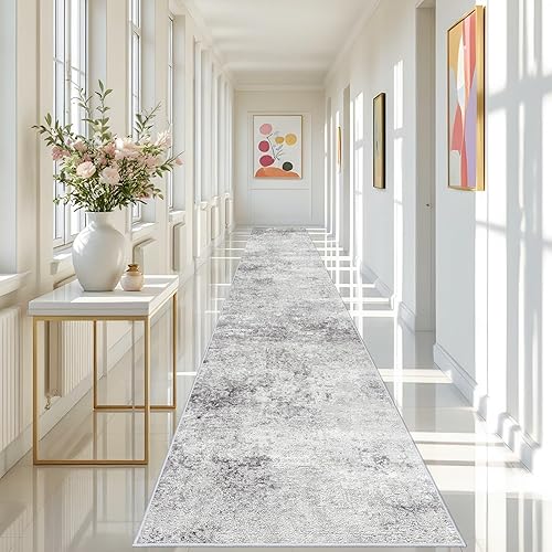 Miniatura 94 de RUUGME - Alfombra lavable abstracta de 4 x 6: alfombras de área para sala de estar con respaldo antideslizante, alfombra neutra resistente a