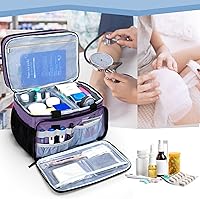 Vista 6 de LUXJA 2 Layers Medicine Bag with Detachable Divider, Pill Bottle Organizer Suitable for Home or Travel Use, Purple Púrpura