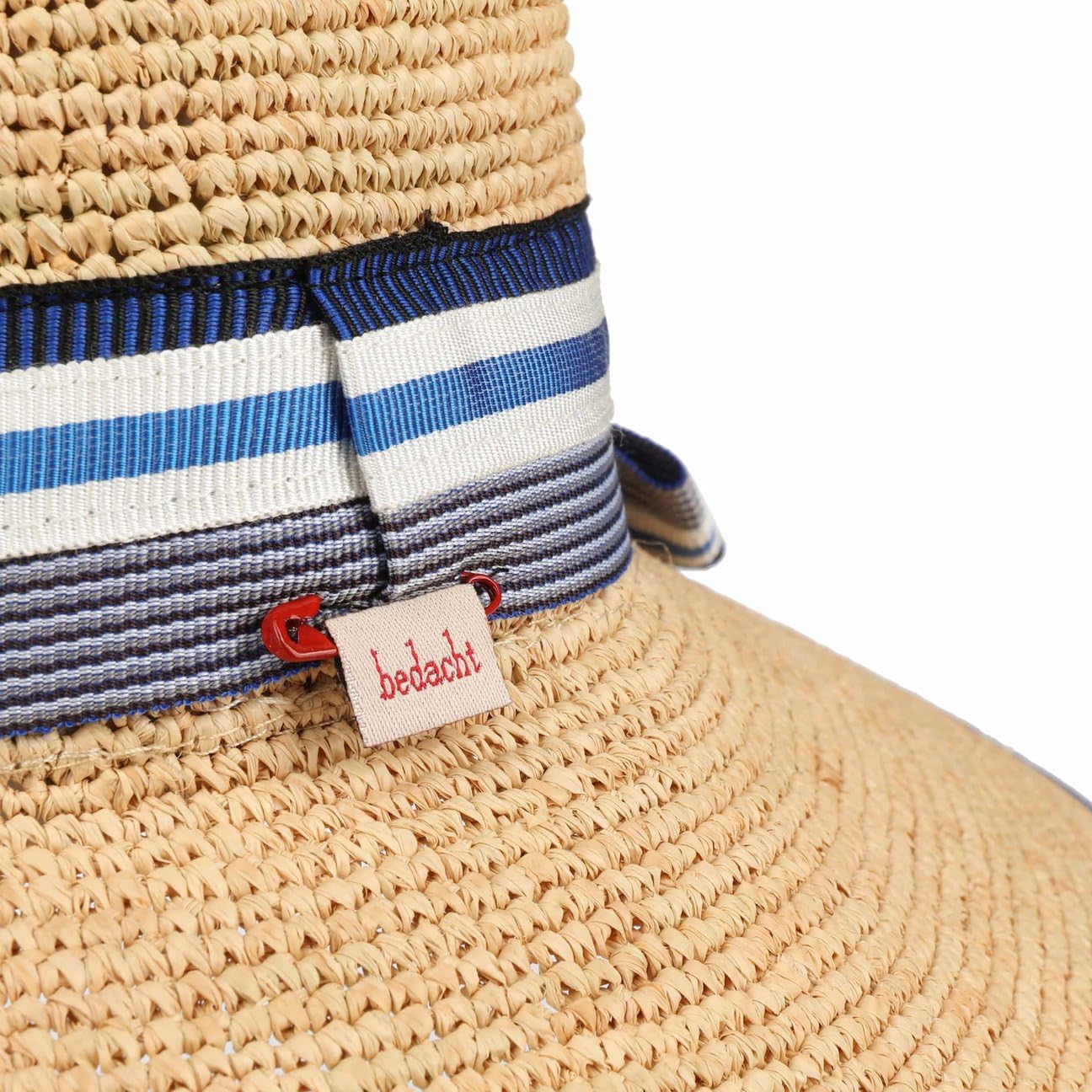 Mialina Crochet Raffiahut Glockenhut Schlapphut Sombrero de paja para mujer, sombrero de verano, sombrero de sol para mujer, hecho en Italia con forro, cinta de grogrén, primavera-verano