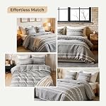 Lekesky Duvet Cover Queen, Ultra Soft Brushed Microfiber Queen Duvet Cover Set, 3 Pieces Breathable Queen Bedding Sets with Zipper Closure and Corner Ties, Grey Striped