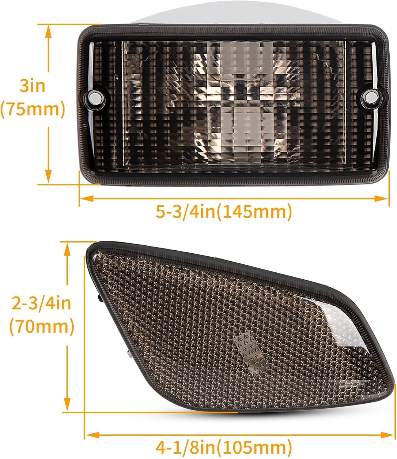 HECASA Smoke Lens Bumper Signal + Side Marker Lights Compatible with 1997-2006 Jeep Wrangler TJ 55155629AC 55155628AC Pack of 4