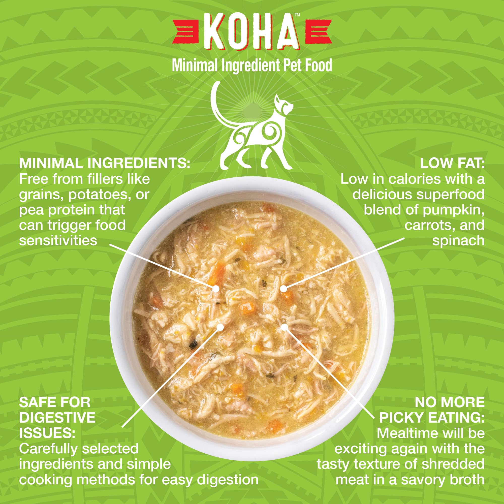 KOHA Pure Shreds Chicken and Duck Entrée for Cats, High Protein Wet Cat Food, 5.5oz Cans (Pack of 12)