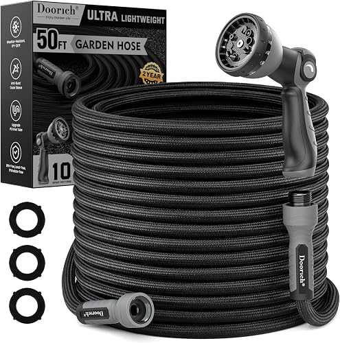 Garden Hose, 50FT Ultra Lightweight Water Hose with Spray Nozzle