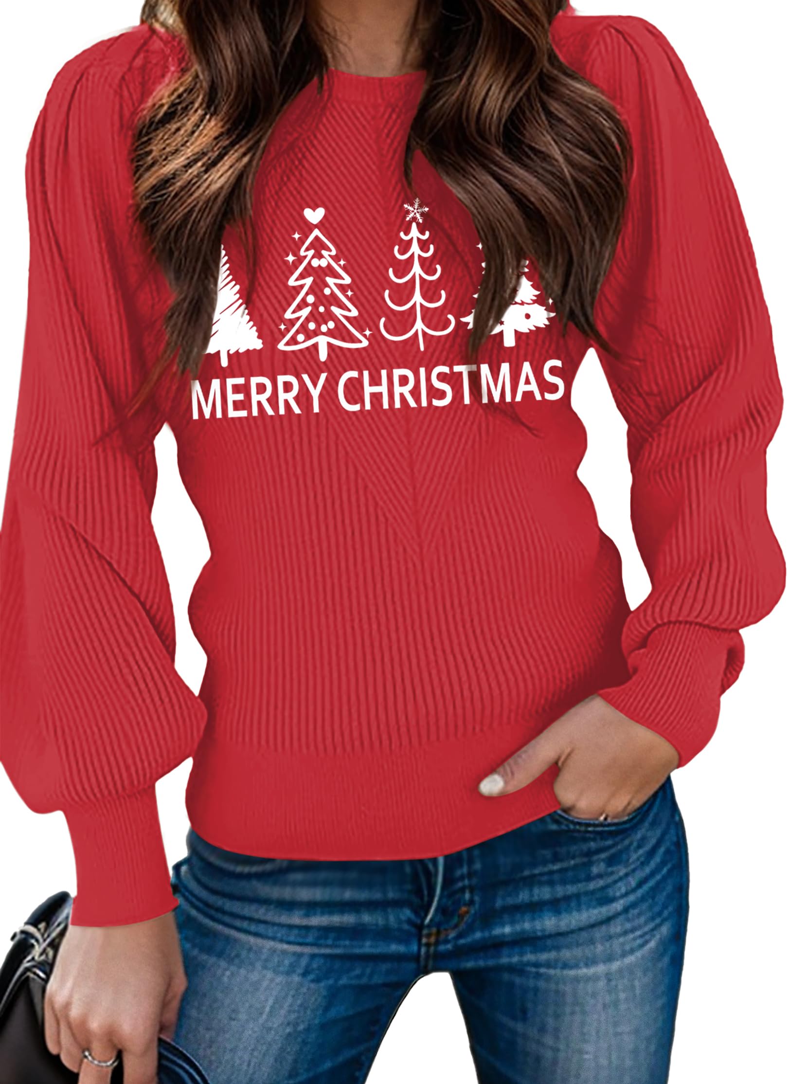 Zeagoo Womens Sweaters Fall 2026 Dressy Casual Long Sleeve Shirts Ribbed Knit Winter Outfits Puff Pullover Jumper Tops