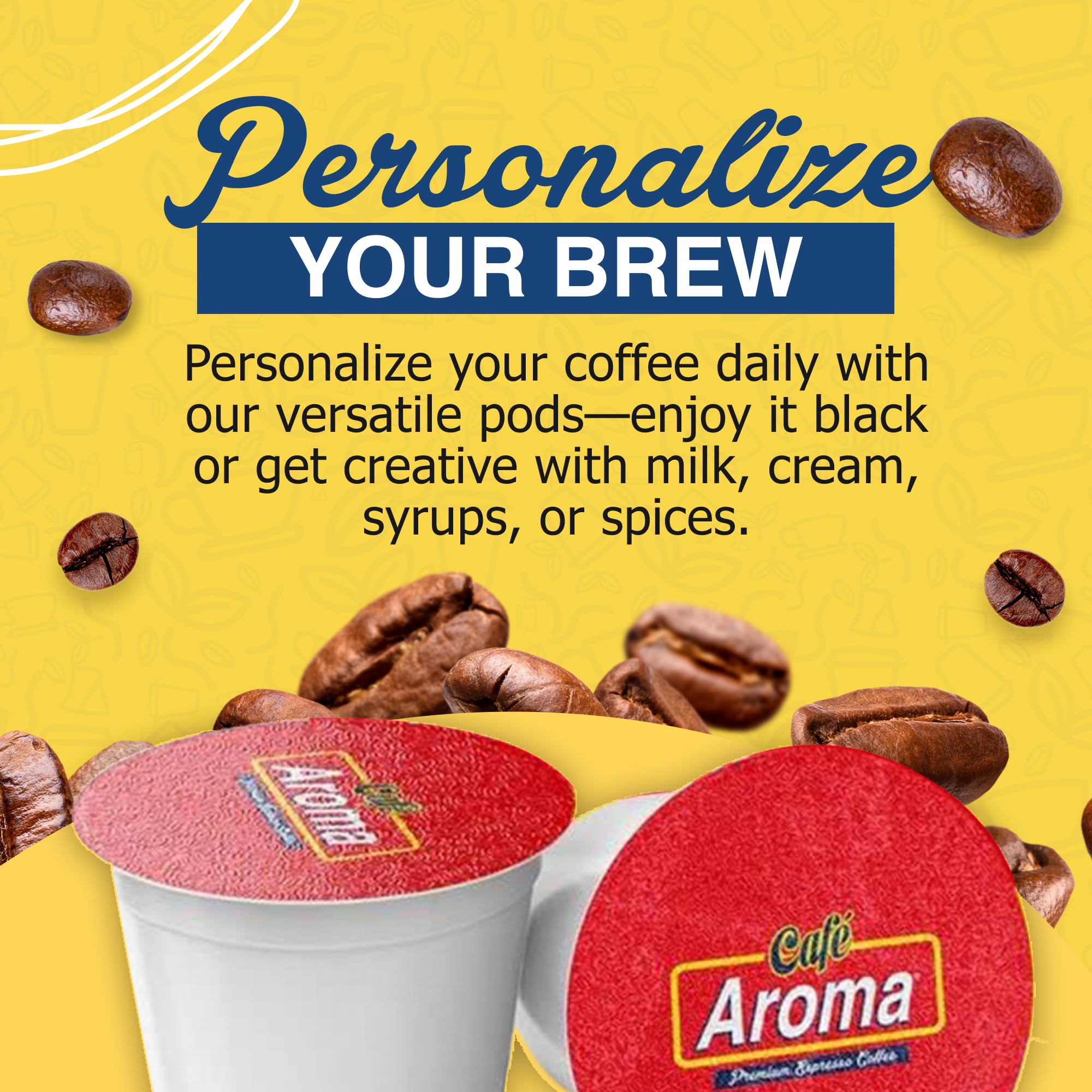 Amazon.com : Caf Aroma Espresso Single-Serve Pods, Coffee K-Cups,  Compatible With Kerig, Authentic Cuban Style Coffee, Espresso Coffee K-Cups,  1-Pack (60 Count) : Grocery & Gourmet Food