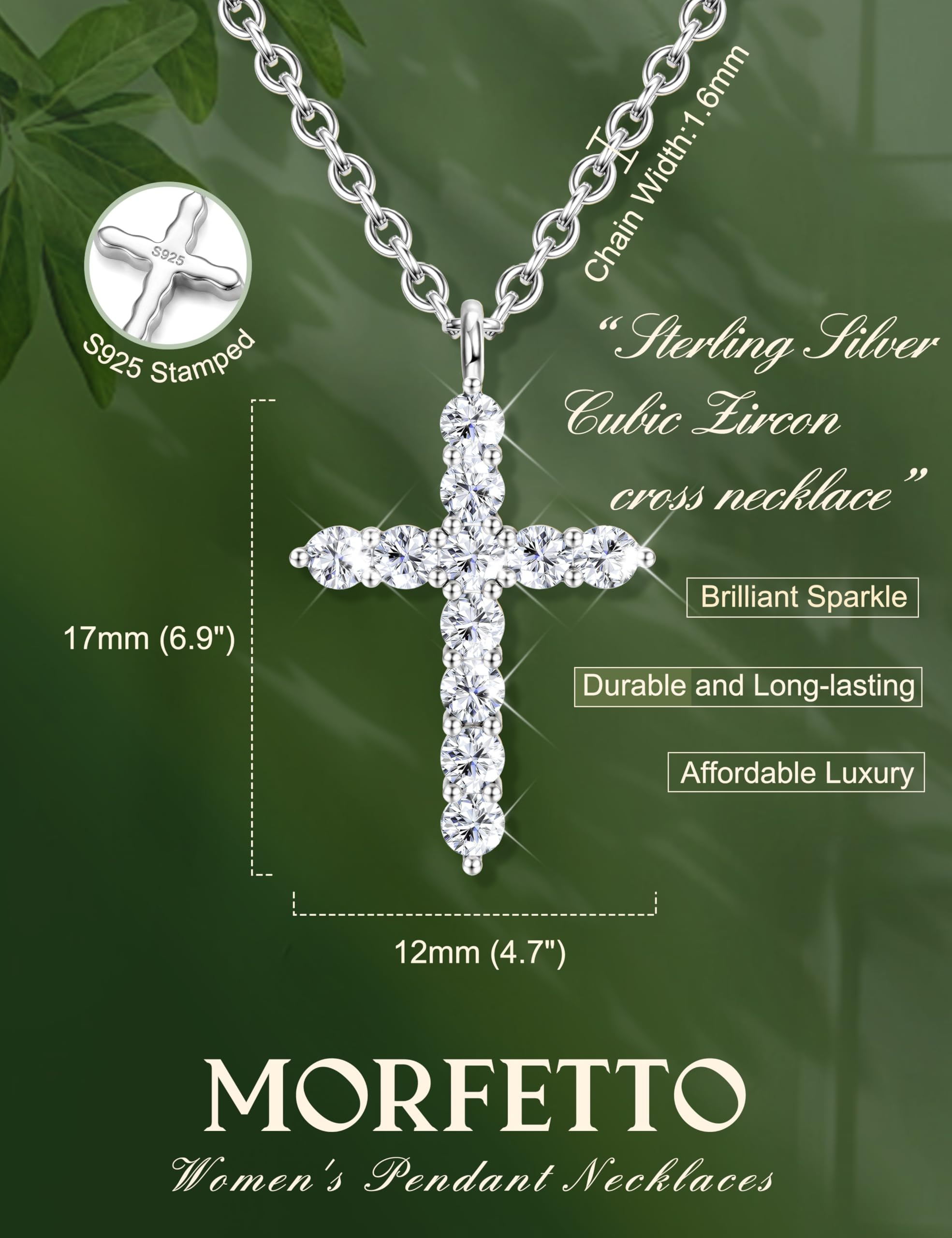 Morfetto 925 argento sterlina croce collane