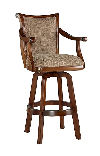 Brandon Cherry Swivel Arm Barstool with Extra Padded Upholstered Seat