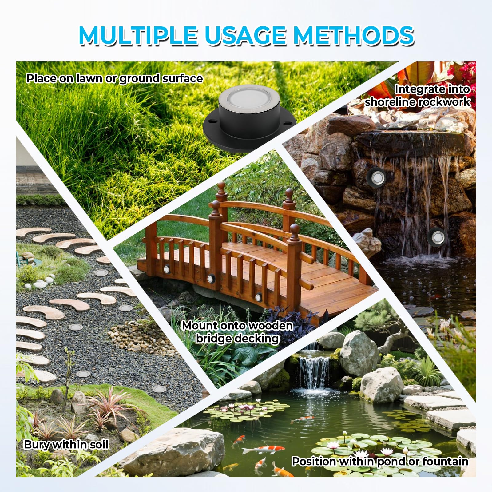 Teichbeleuchtung LED Unterwasserbeleuchtung mit Niedervolt Transformator Farbe ändernde Gartenbeleuchtung IP68 Wasserdicht für Garten, Patio, Baum, 5m Kabel, mit Fernbedienung, Schrauben, 4 Stück