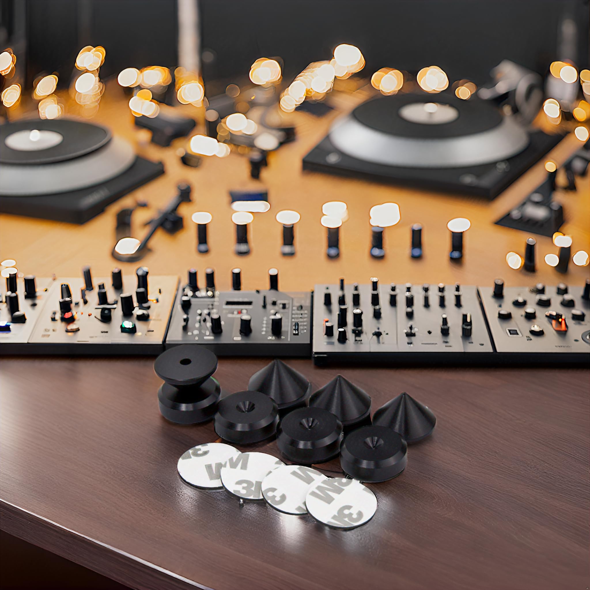 Aluminium Noir Haut-Parleur Pointes de découplage/Cônes + Contre-Pointes + Cercles 3M Coussinets en Mousse EVA