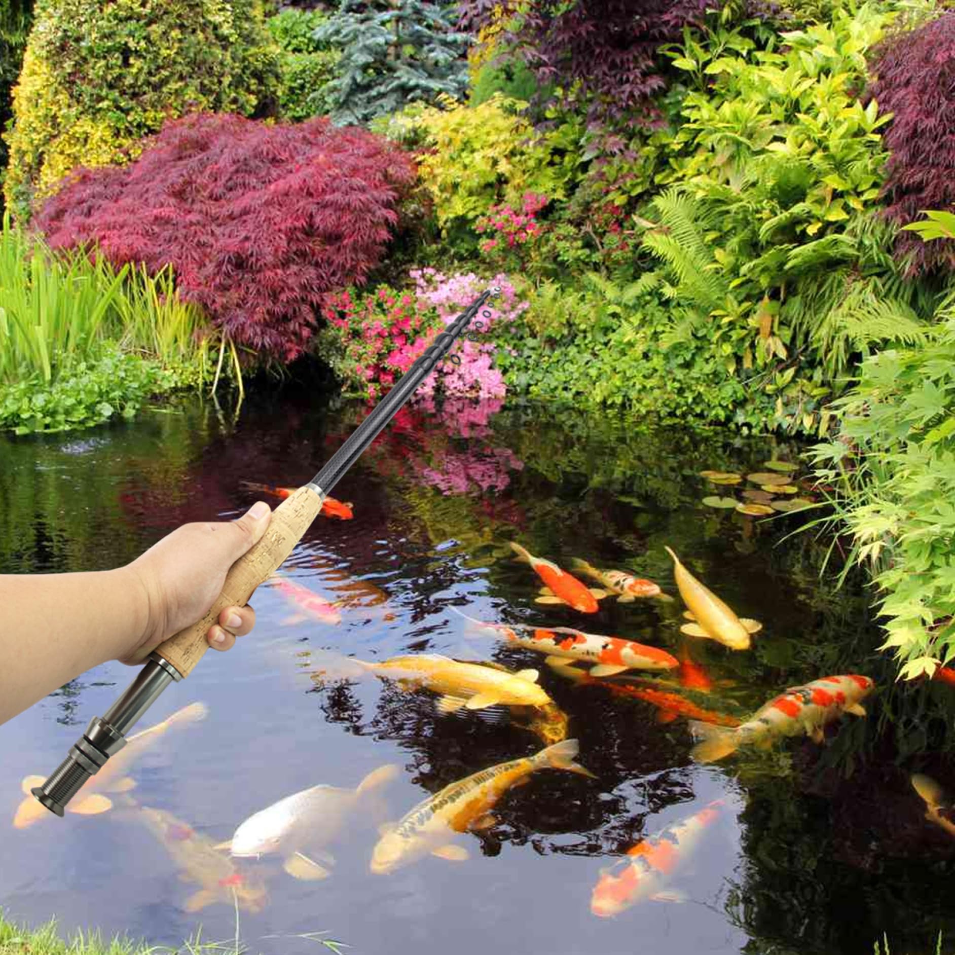 Canne à pêche télescopique de 7, 9 Pieds, Canne à pêche la Mouche en Carbone Portable et légère avec poignée Souple pour Accessoires d'extérieur télescopique
