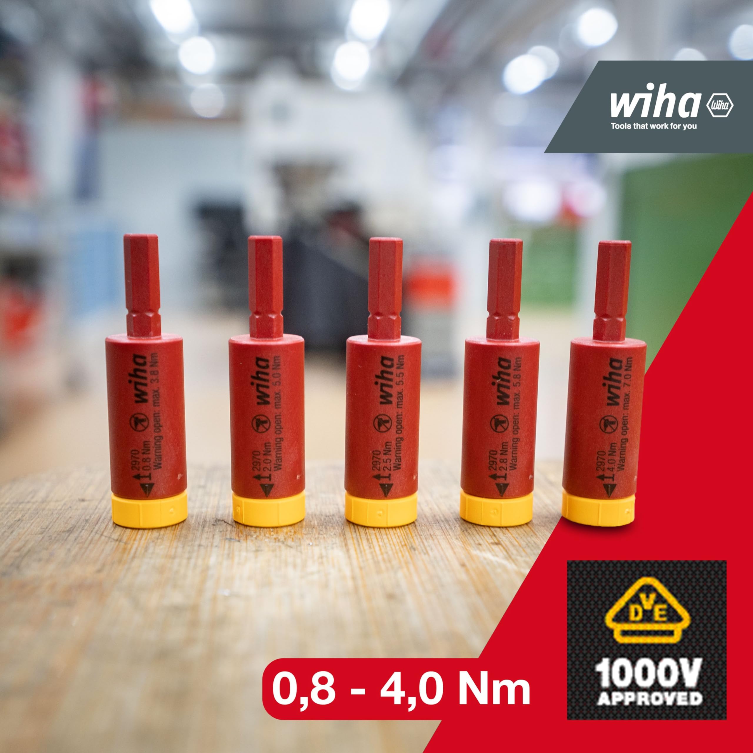Wiha Drehmoment Set easyTorque Adapter electric für slimBits und slimVario Halter 5-teilig I Drehmoment-Adapter I 0,8-4,0 Nm I VDE geprüft (41479)