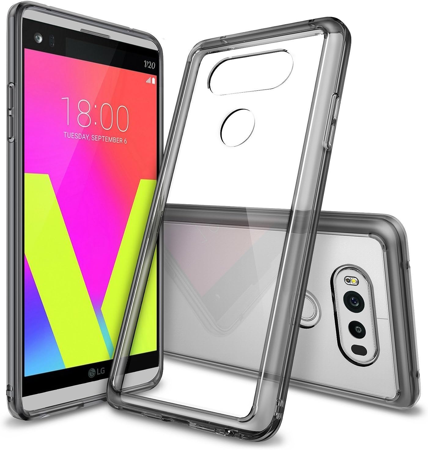 Ringke Fusion Designed for LG V20 Case, Crystal Clear Back Panel Shockproof TPU Bumper Protective Cover for LG V20 - Smoke Black