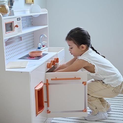 Miniatura 9 de Teamson Kids Cocina de madera para niños pequeños con accesorios, juego de cocina de simulación para niños a partir de 3 años, juego de cocina de